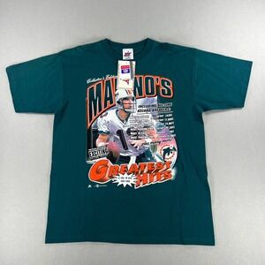 Vintage 90s Dan Marino Miami Dolphins Graphic‎ Tee Mens Size XL New With Tags